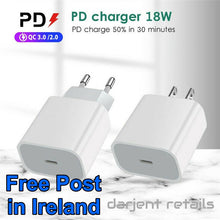 Load image into Gallery viewer, PD Power Plug 18W Type-C Fast Wall Charger 3 Pin Power Adapter iPhone11 iPhon12