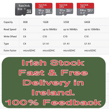 Load image into Gallery viewer, SanDisk A1 Micro SD Card 64gb Class 10 100Mb/s