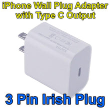 Load image into Gallery viewer, PD Power Plug 18W Type-C Fast Wall Charger 3 Pin Power Adapter iPhone11 iPhon12

