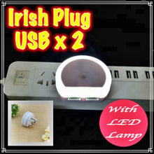 Load image into Gallery viewer, Power Plug 3 Pin Irish Main Wall Charger Adapter 2 USB Outlet LED Night Light
